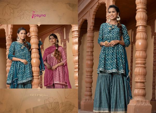 Psyna Gulzar Festive Wear Viscose Kurti Sharara With Dupatta Collection